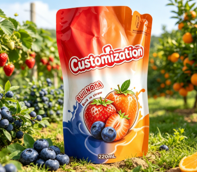 220 ml mangové ovocné pyré Vstavané slamené vrecká Potlačené vrecká na nápoje na mieru
